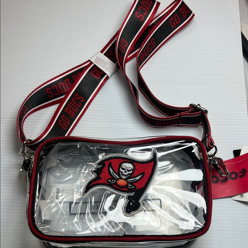 Tampa Bay Buccaneers Clear Belt Bag with Black and Red Accents